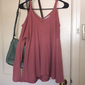 Waffle off the shoulder top